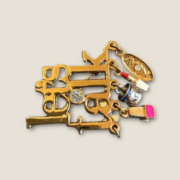 Avon Lets Talk Charm Lipstick Perfume Nail Polish Brooch - Picture 3 of 4